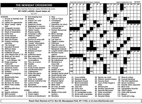 The large-print crosswords on this page are easy to print. . Newsday sunday crossword printable